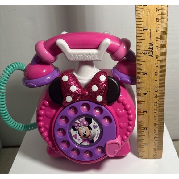 Disney Jr Ring Me Rotary Phone Minnie Mouse Pink Lights & Sounds Just Play - Picture 9 of 9